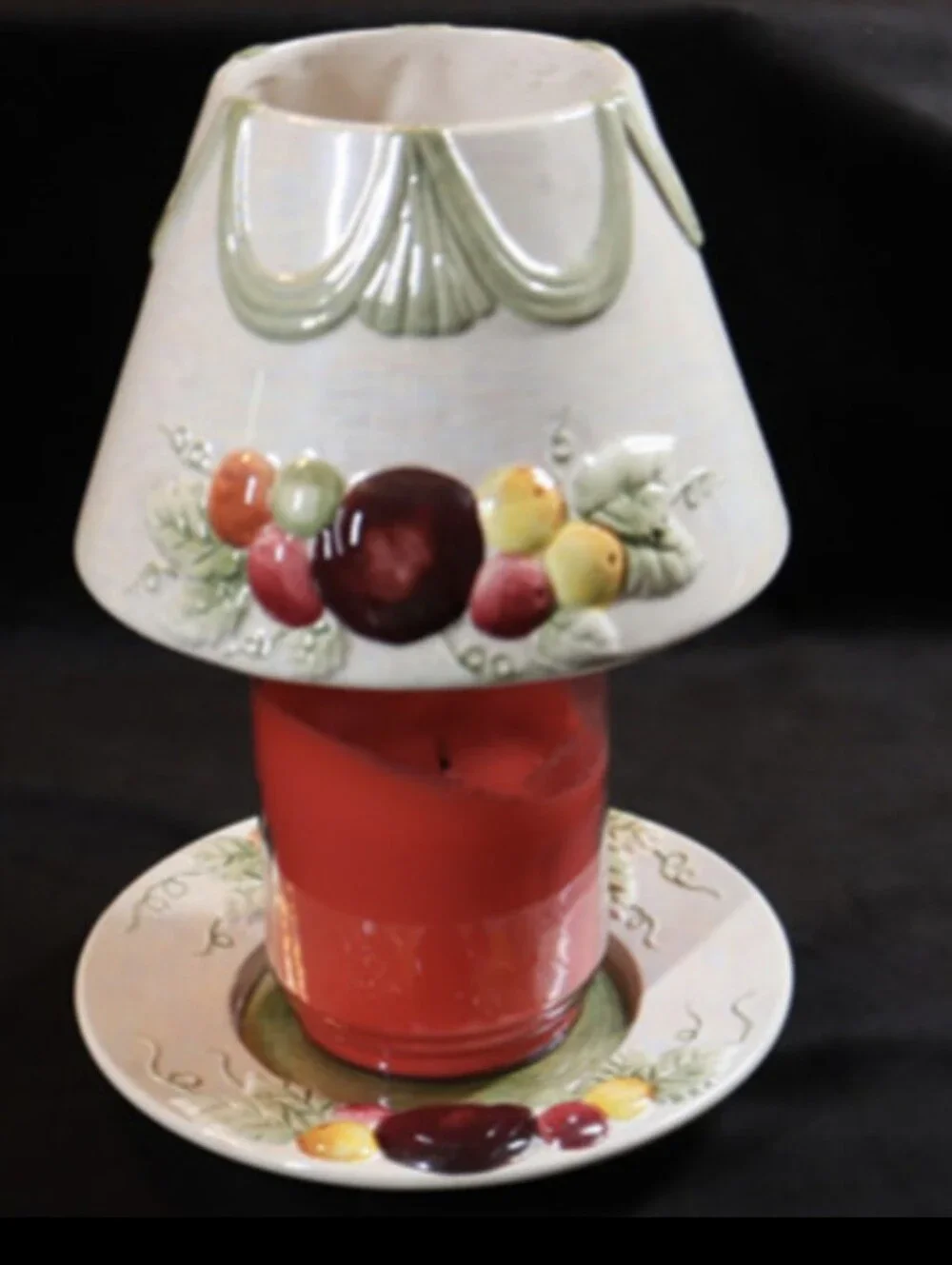 Yankee Candle Shade Topper & Plate w/ Rainbow Iridescent - Swag & Sugar Plums